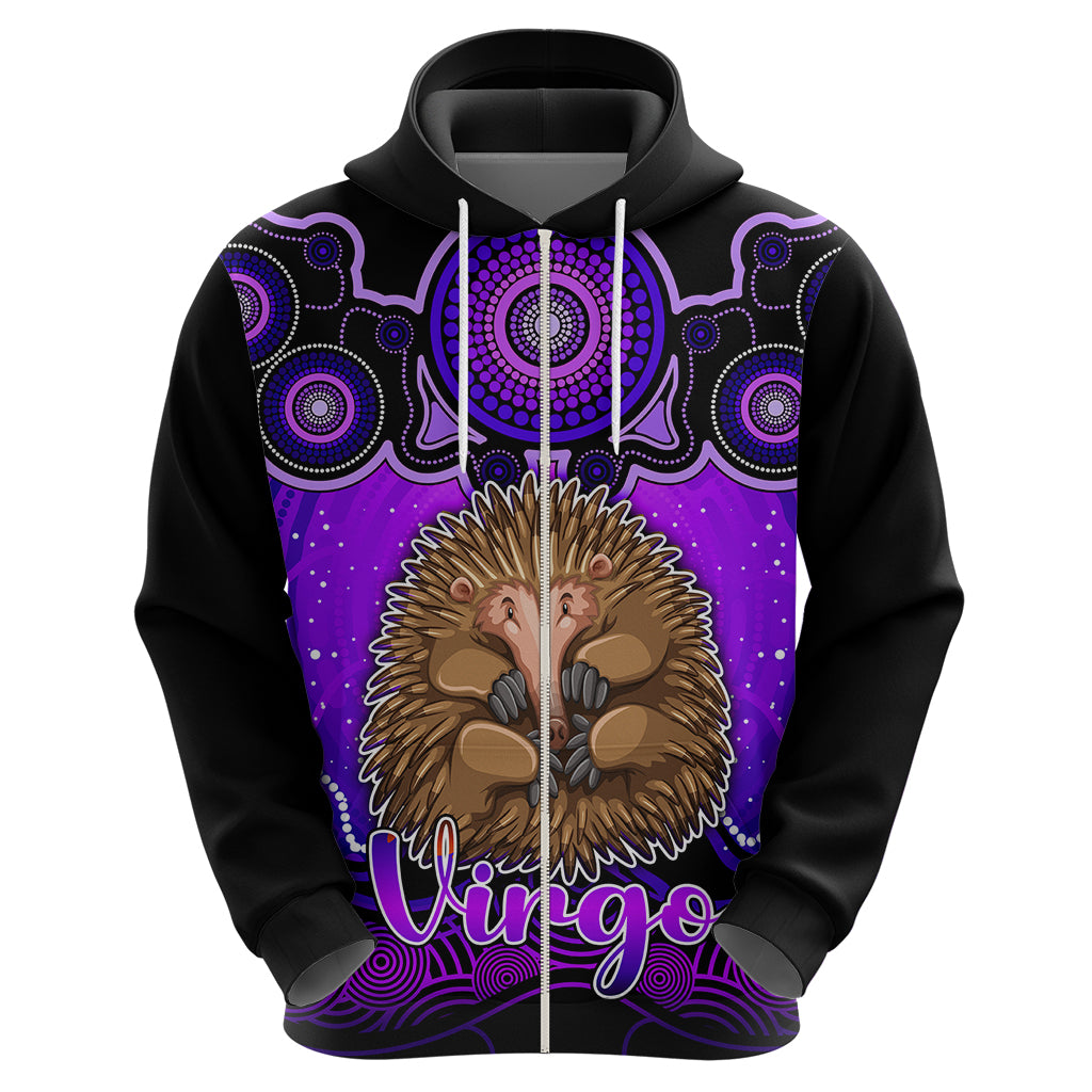 Personalised Australia Virgo Echidna Zodiac Hoodie Auz Astrology Aboriginal - Purple LT9 - Vibe Hoodie Shop