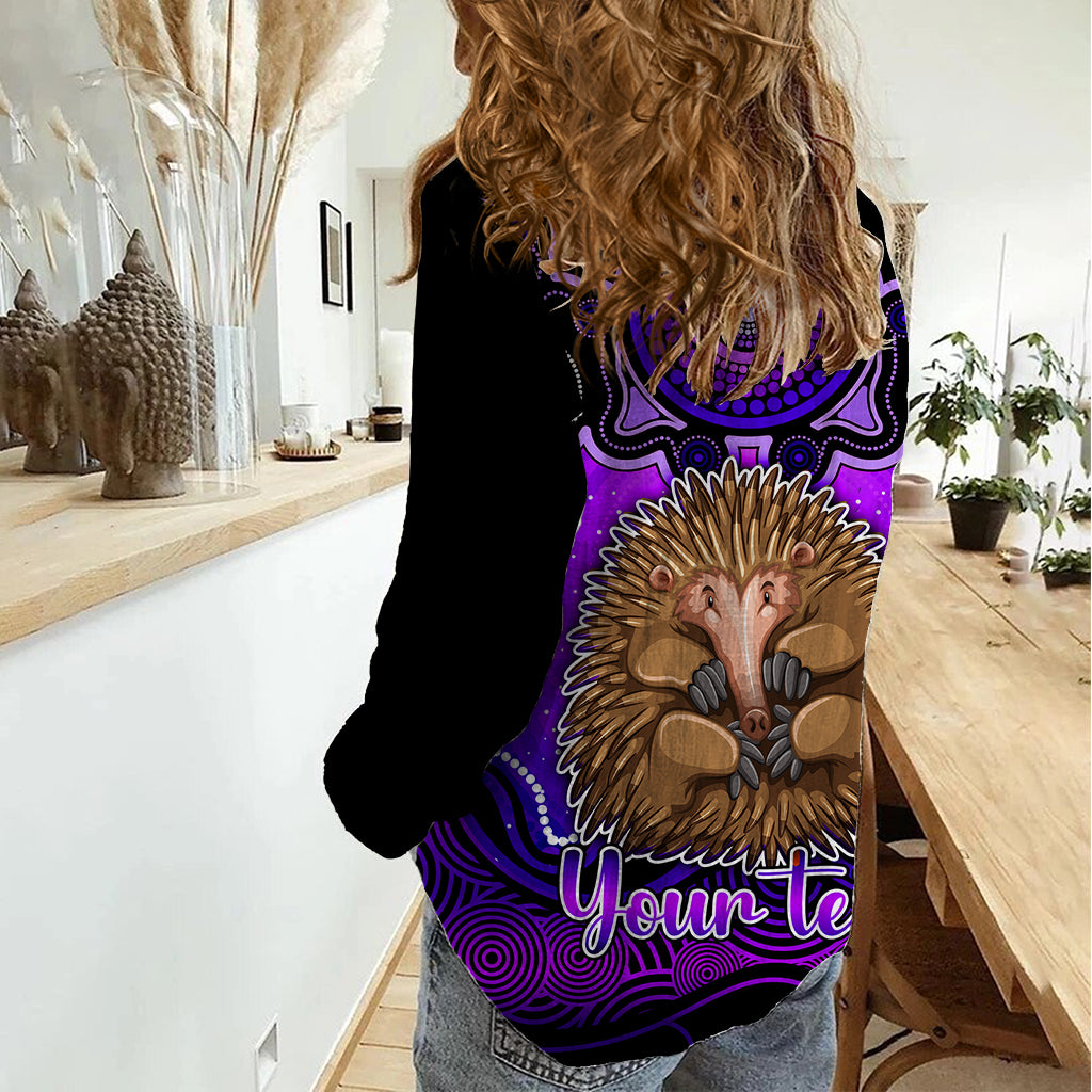 Personalised Australia Virgo Echidna Zodiac Women Casual Shirt Auz Astrology Aboriginal - Purple - Vibe Hoodie Shop