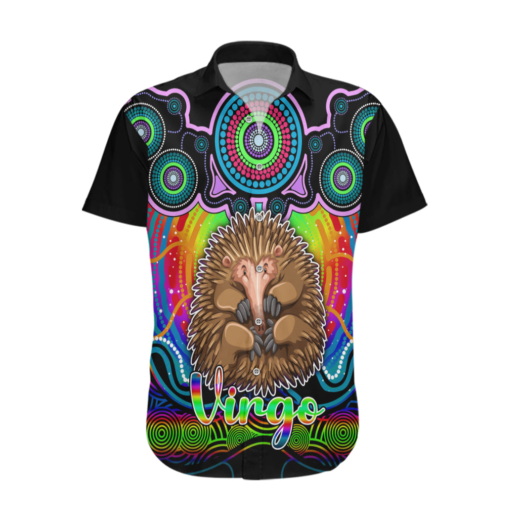 Personalised Australia Virgo Echidna Zodiac Hawaiian Shirt Auz Astrology Aboriginal - Rainbow - Vibe Hoodie Shop