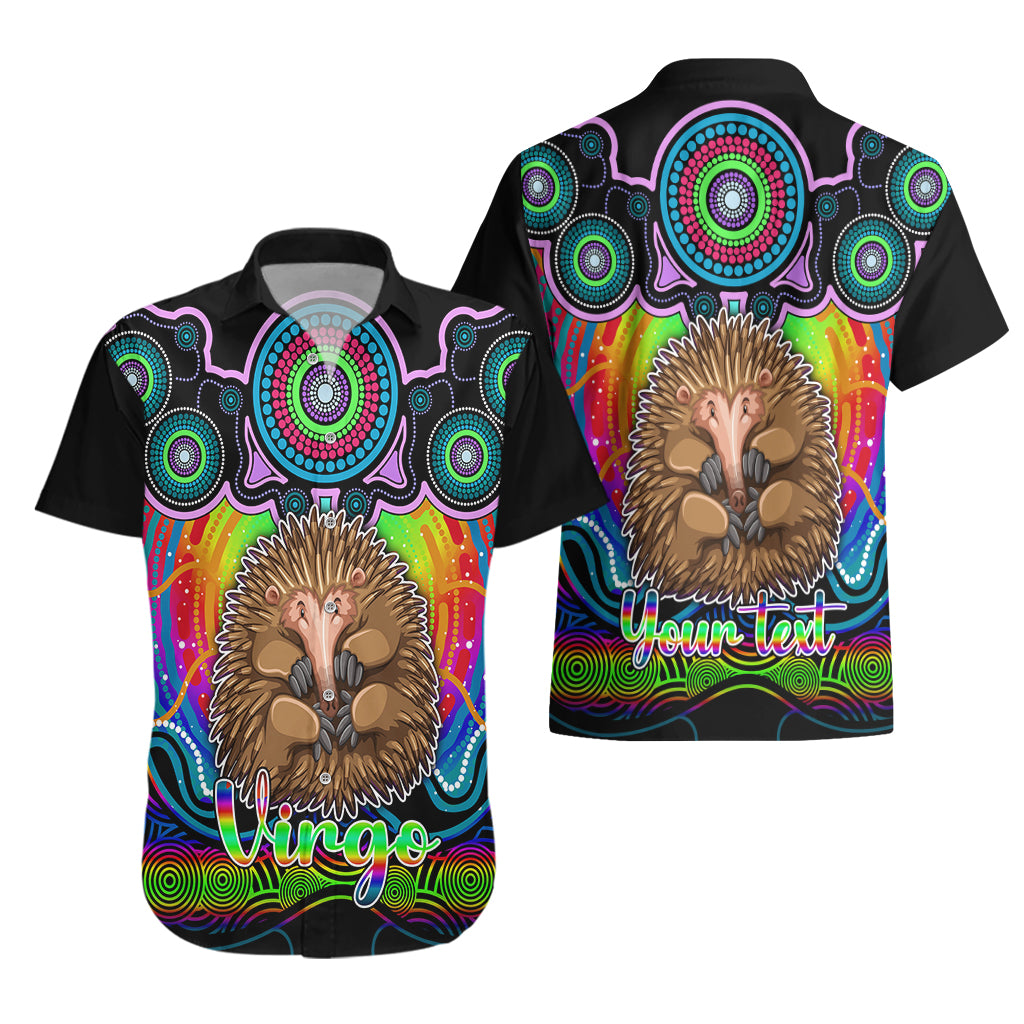 Personalised Australia Virgo Echidna Zodiac Hawaiian Shirt Auz Astrology Aboriginal - Rainbow - Vibe Hoodie Shop