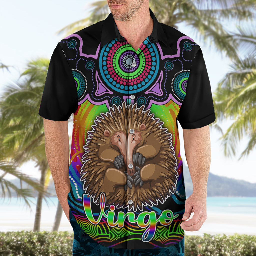 Personalised Australia Virgo Echidna Zodiac Hawaiian Shirt Auz Astrology Aboriginal - Rainbow - Vibe Hoodie Shop
