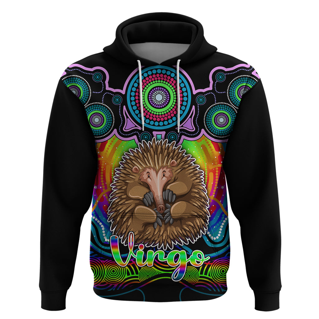 Personalised Australia Virgo Echidna Zodiac Hoodie Auz Astrology Aboriginal - Rainbow LT9 - Vibe Hoodie Shop