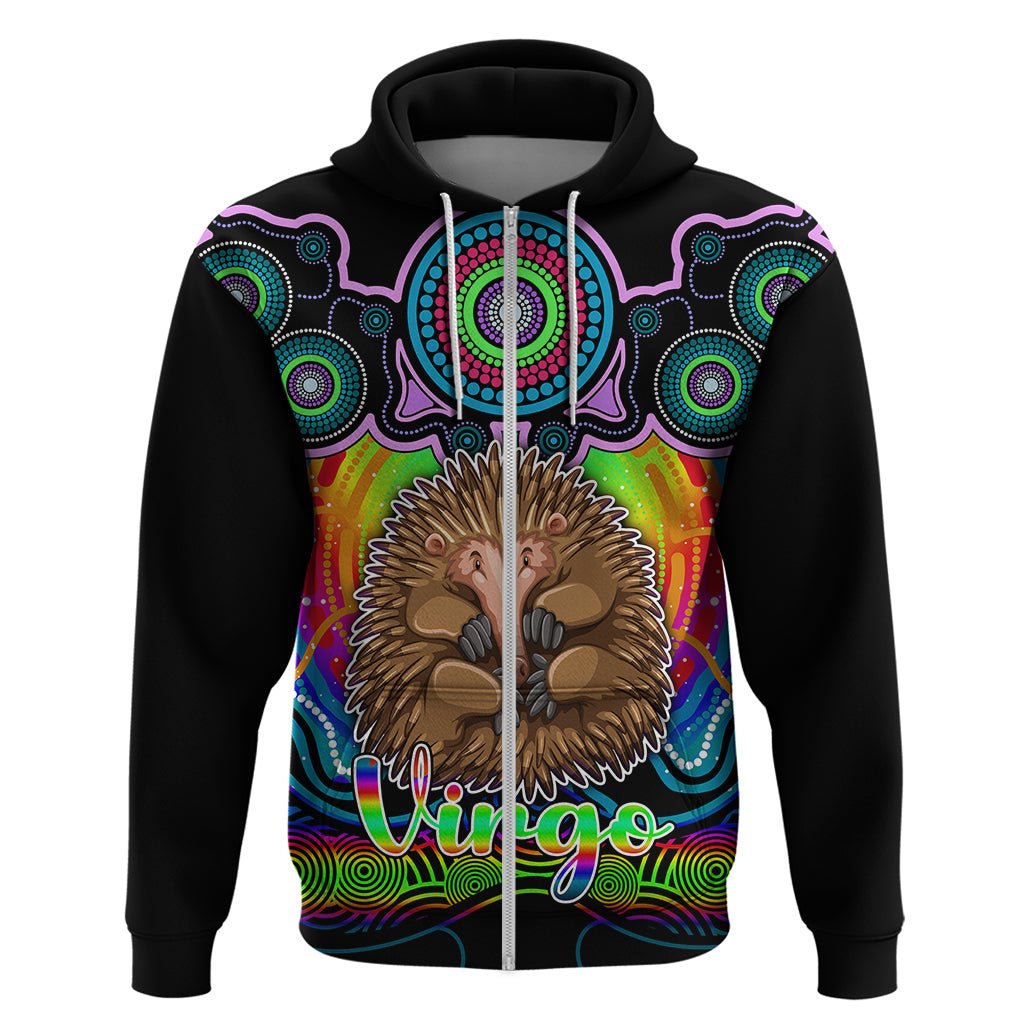 Personalised Australia Virgo Echidna Zodiac Hoodie Auz Astrology Aboriginal - Rainbow LT9 - Vibe Hoodie Shop