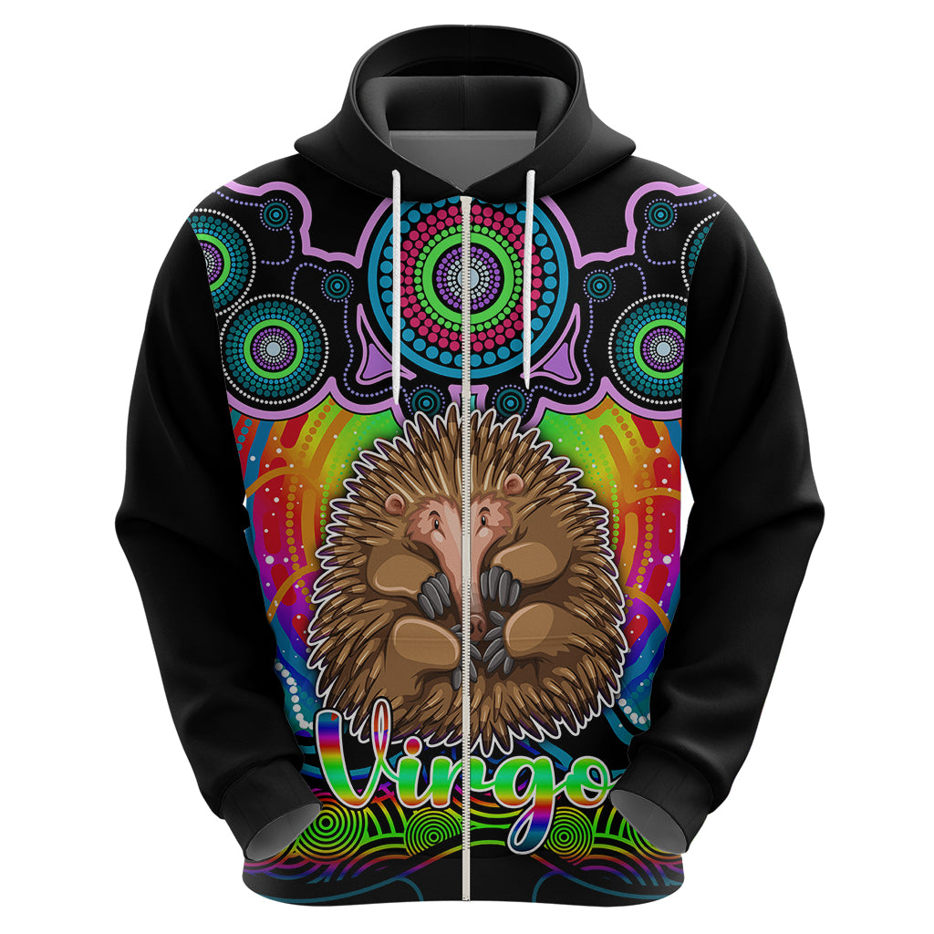 Personalised Australia Virgo Echidna Zodiac Hoodie Auz Astrology Aboriginal - Rainbow LT9 - Vibe Hoodie Shop
