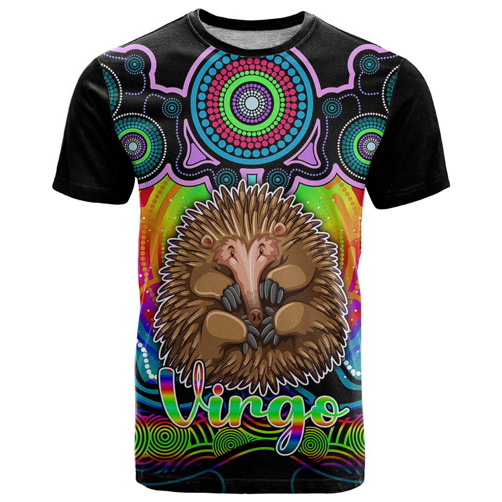 Personalised Australia Virgo Echidna Zodiac T Shirt Auz Astrology Aboriginal - Rainbow LT9 - Vibe Hoodie Shop