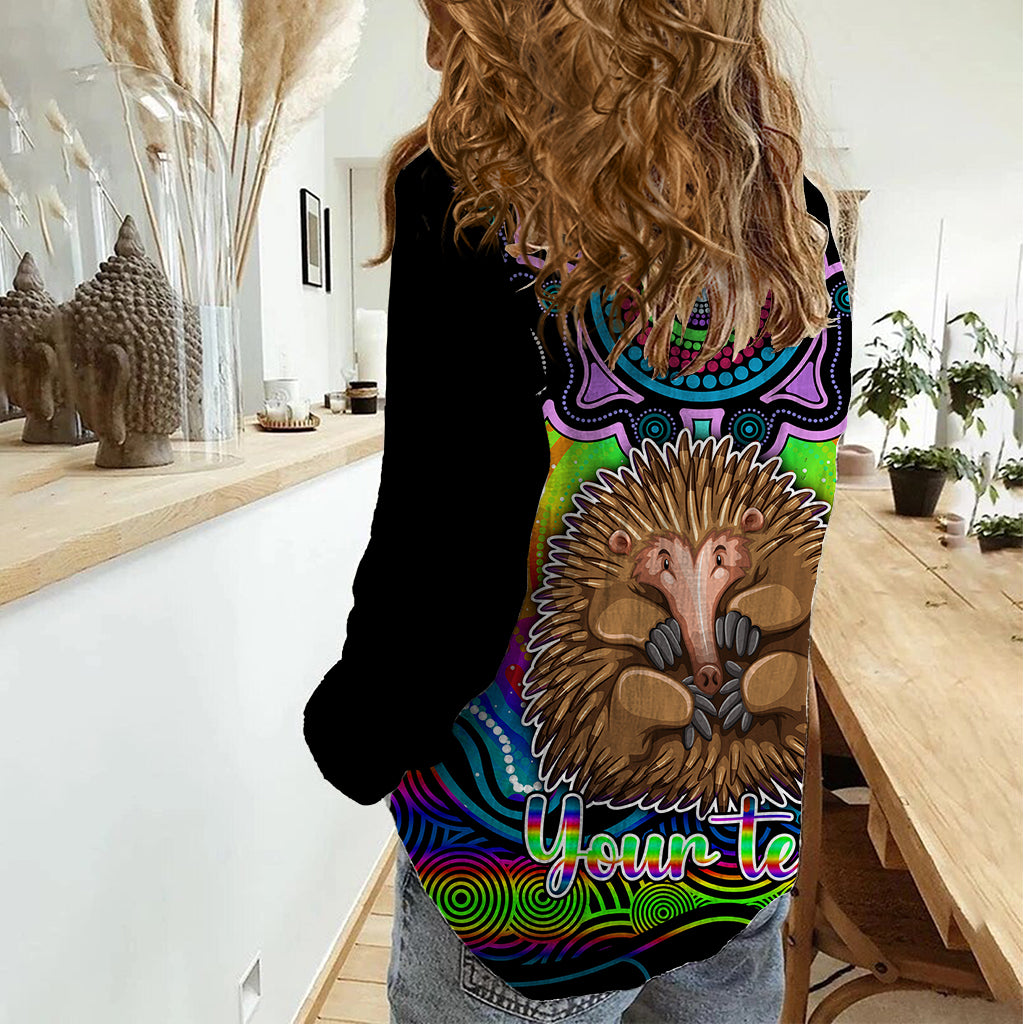 Personalised Australia Virgo Echidna Zodiac Women Casual Shirt Auz Astrology Aboriginal - Rainbow - Vibe Hoodie Shop