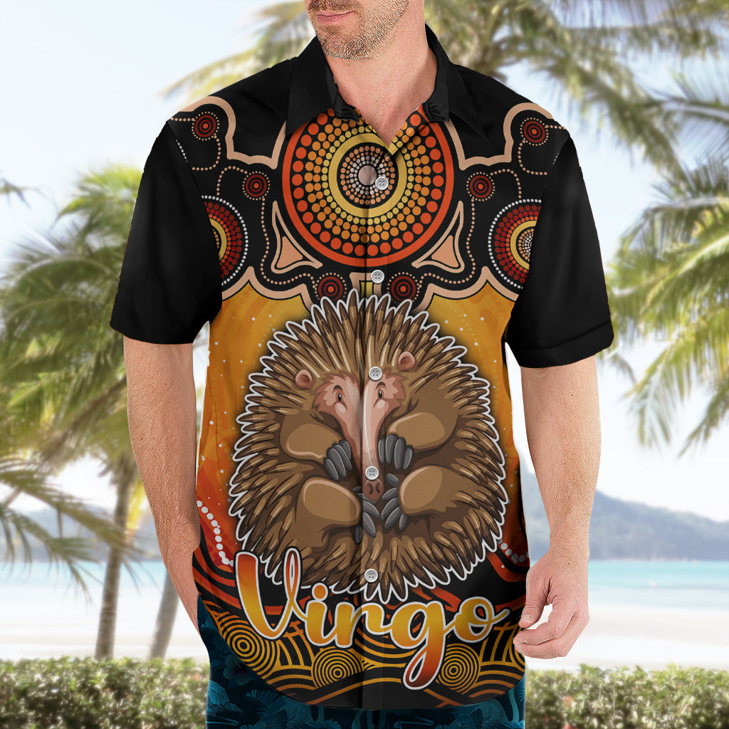 Personalised Australia Virgo Echidna Zodiac Hawaiian Shirt Auz Astrology Aboriginal - Red - Vibe Hoodie Shop
