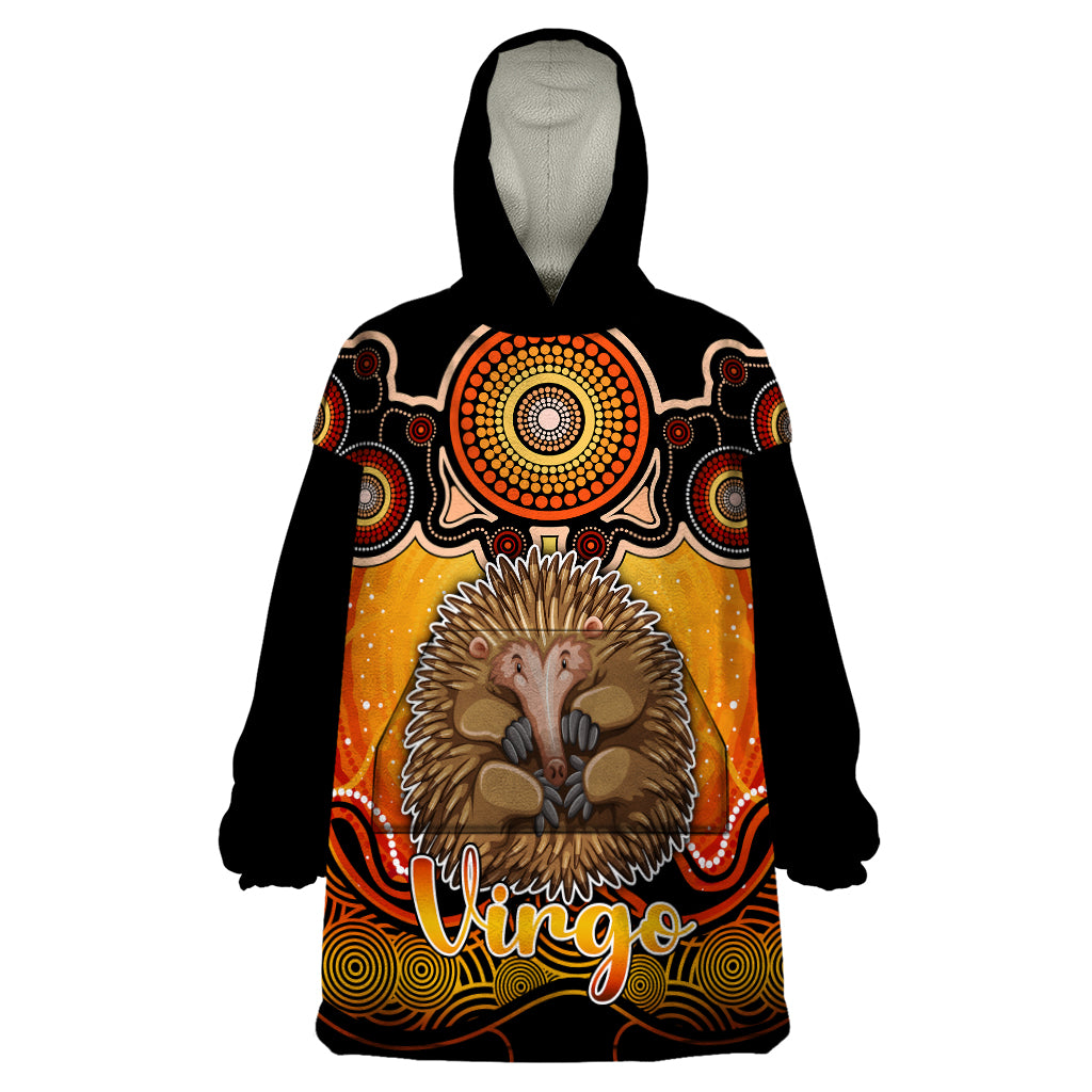 Personalised Australia Virgo Echidna Zodiac Wearable Blanket Hoodie Auz Astrology Aboriginal - Red - Vibe Hoodie Shop