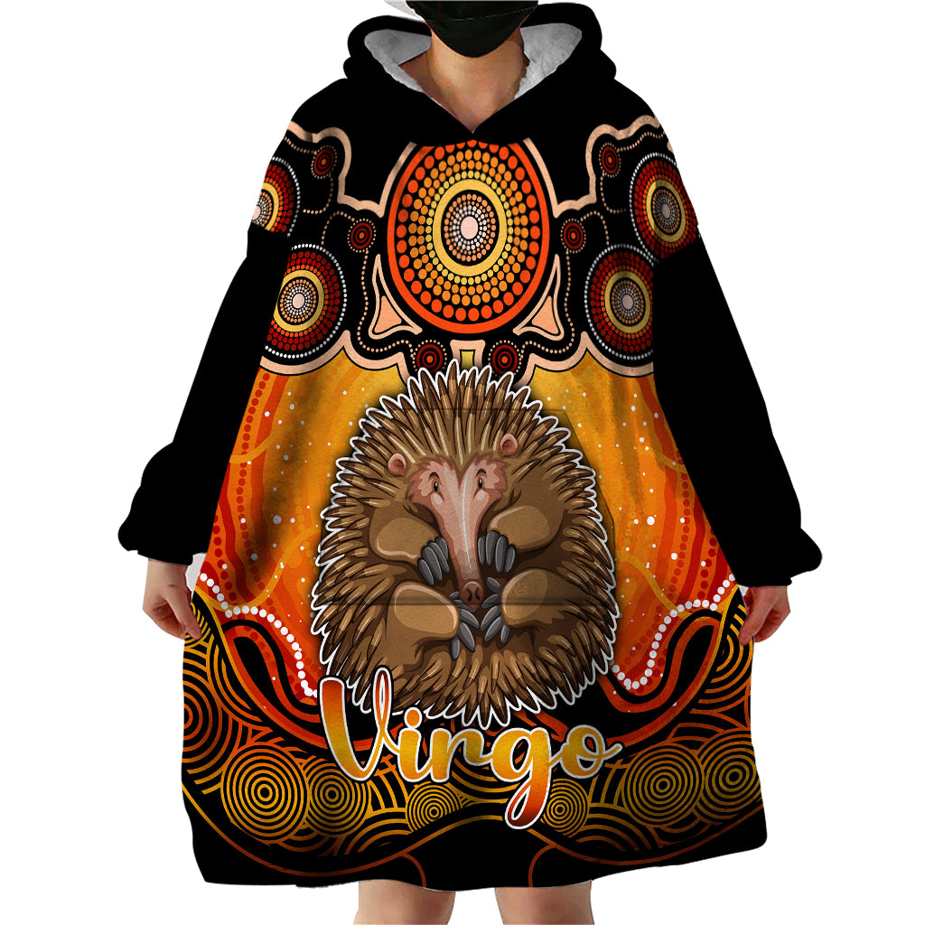 Personalised Australia Virgo Echidna Zodiac Wearable Blanket Hoodie Auz Astrology Aboriginal - Red - Vibe Hoodie Shop