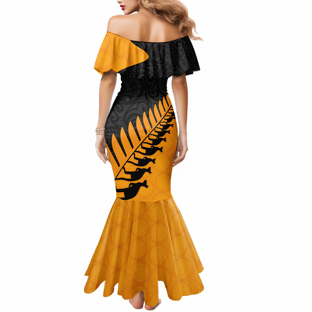 australia-wallabies-and-aotearoa-rugby-mermaid-dress-kangaroo-black-fern-maori-gold-vibe