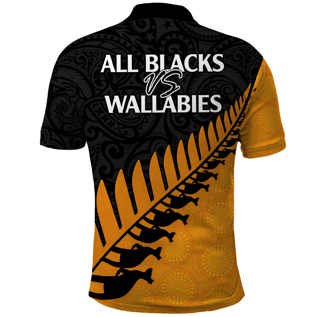 Australia Wallabies and Aotearoa Rugby Polo Shirt Kangaroo Black Fern Maori Gold Vibe LT9 - Vibe Hoodie Shop