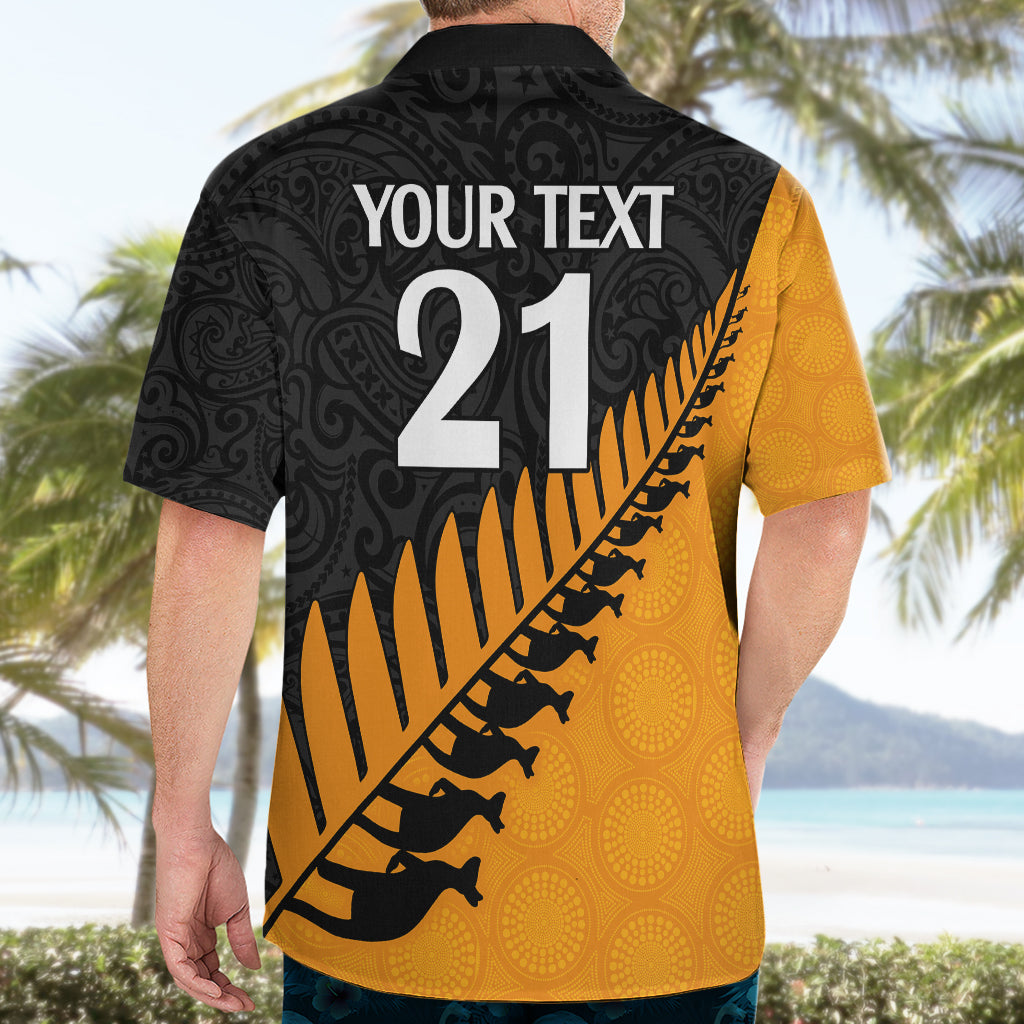Custom Australia Wallabies and Aotearoa Rugby Hawaiian Shirt Kangaroo Black Fern Maori Gold Vibe - Vibe Hoodie Shop