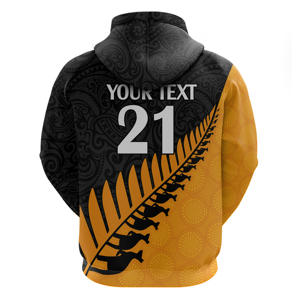 Custom Australia Wallabies and Aotearoa Rugby Hoodie Kangaroo Black Fern Maori Gold Vibe LT9 - Vibe Hoodie Shop