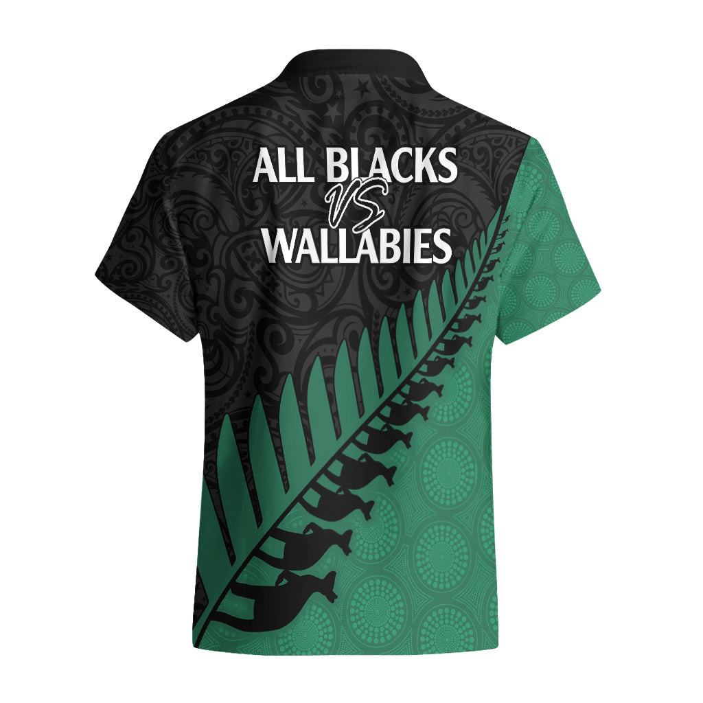 Australia Wallabies and Aotearoa Rugby Hawaiian Shirt Kangaroo Black Fern Maori Green Vibe - Vibe Hoodie Shop