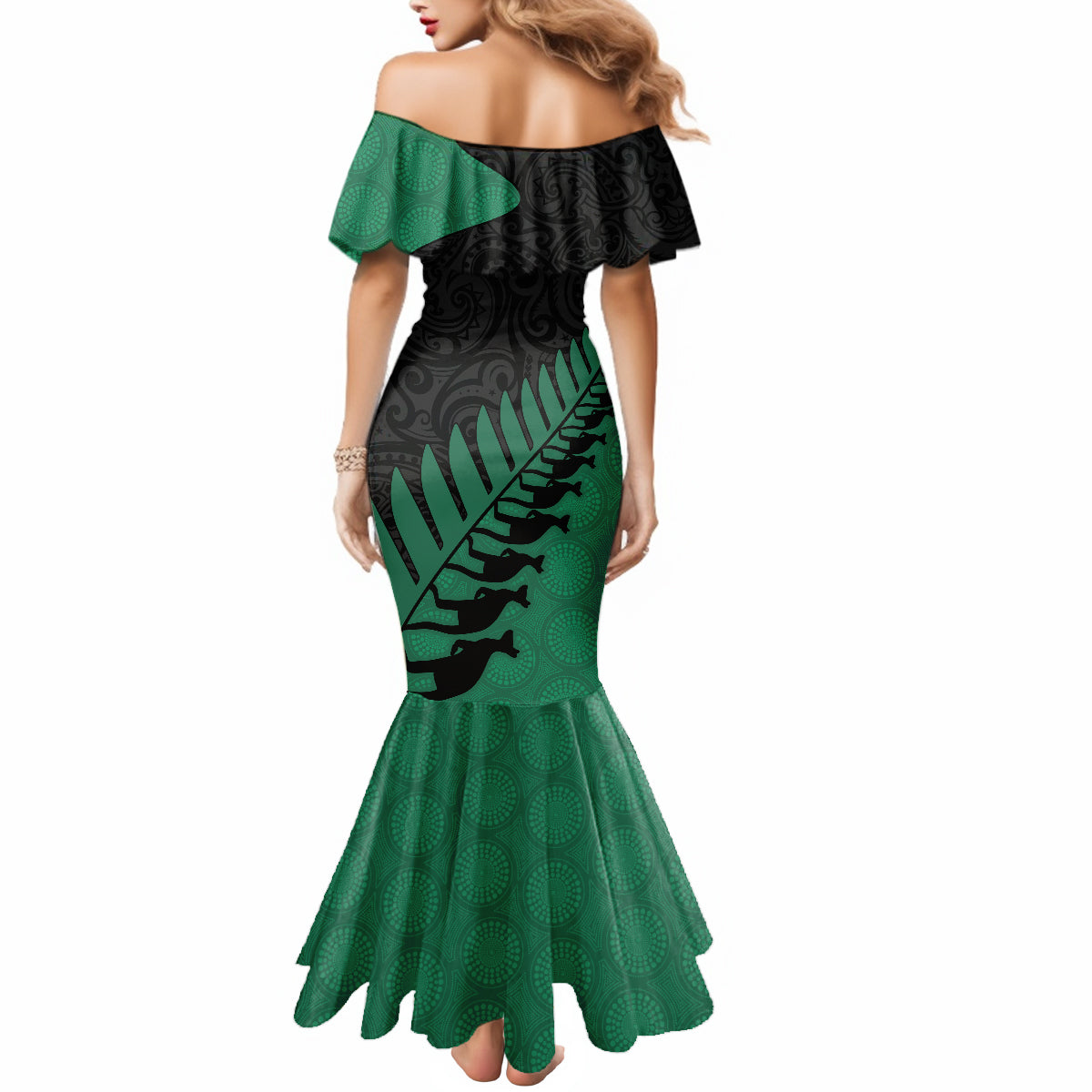 australia-wallabies-and-aotearoa-rugby-mermaid-dress-kangaroo-black-fern-maori-green-vibe