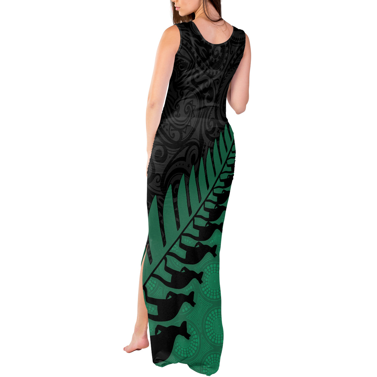 australia-wallabies-and-aotearoa-rugby-tank-maxi-dress-kangaroo-black-fern-maori-green-vibe