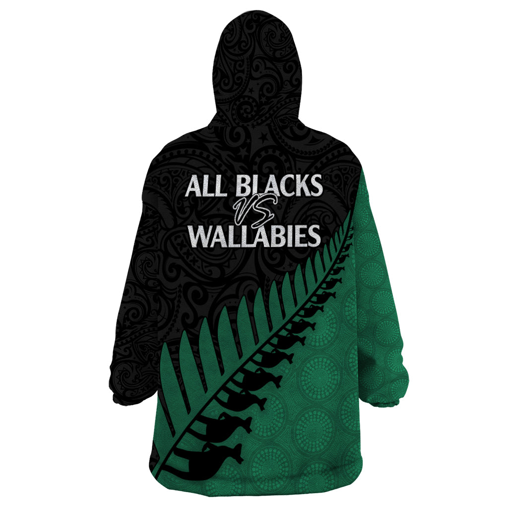 Australia Wallabies and Aotearoa Rugby Wearable Blanket Hoodie Kangaroo Black Fern Maori Green Vibe - Vibe Hoodie Shop