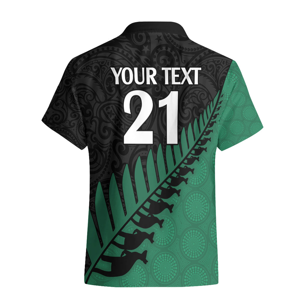Custom Australia Wallabies and Aotearoa Rugby Hawaiian Shirt Kangaroo Black Fern Maori Green Vibe - Vibe Hoodie Shop