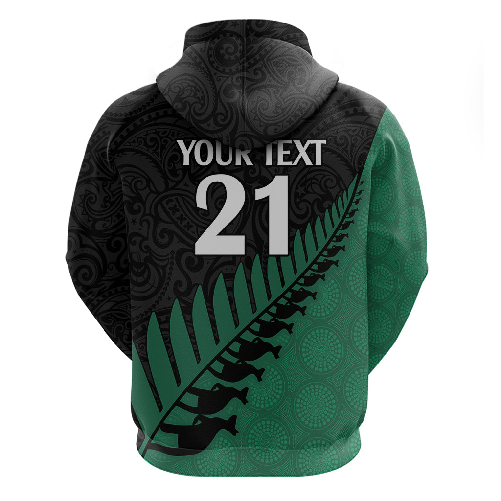 Custom Australia Wallabies and Aotearoa Rugby Hoodie Kangaroo Black Fern Maori Green Vibe LT9 - Vibe Hoodie Shop