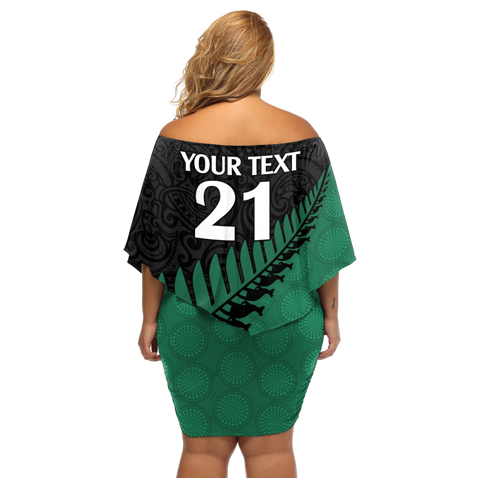 custom-australia-wallabies-and-aotearoa-rugby-off-shoulder-short-dress-kangaroo-black-fern-maori-green-vibe