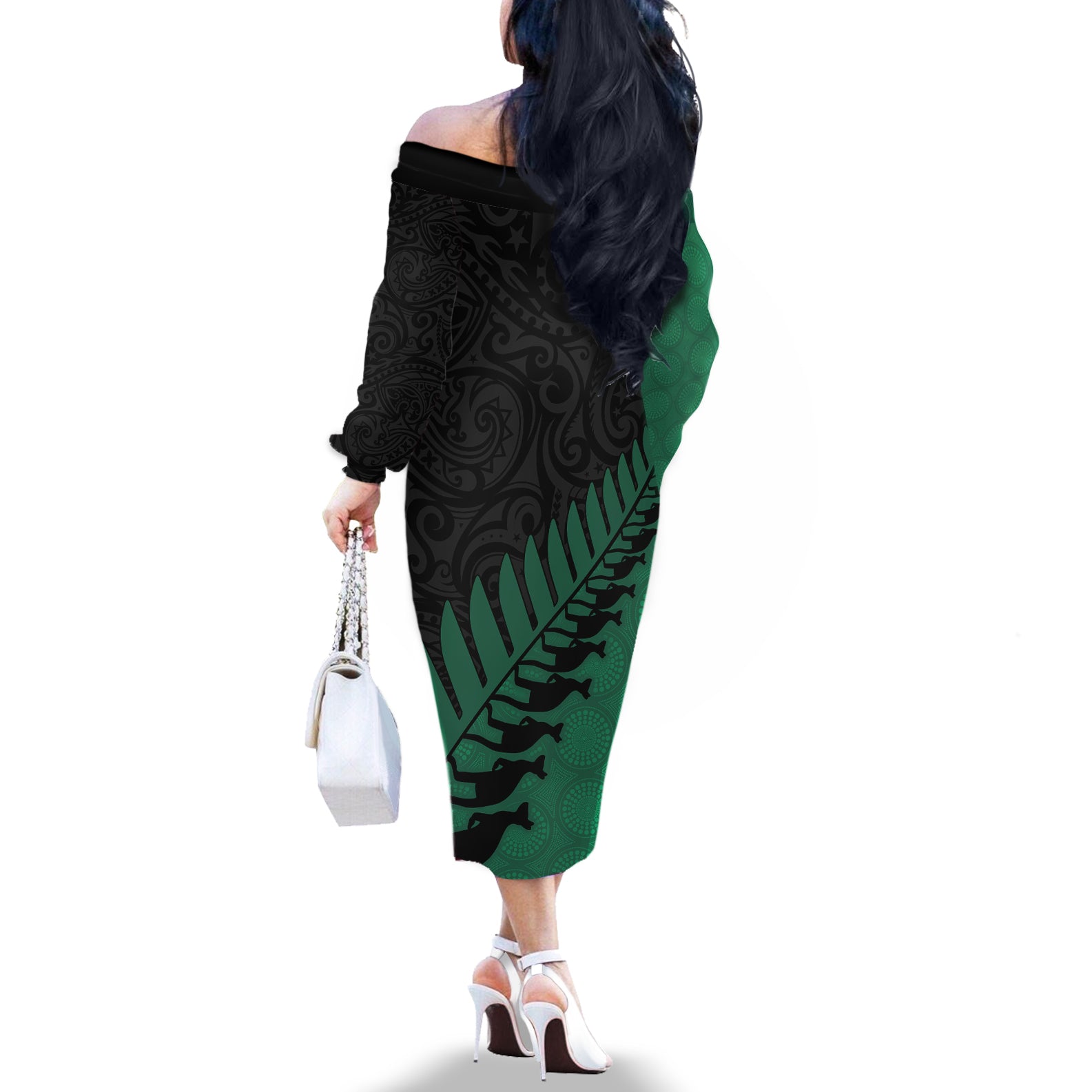 custom-australia-wallabies-and-aotearoa-rugby-off-the-shoulder-long-sleeve-dress-kangaroo-black-fern-maori-green-vibe