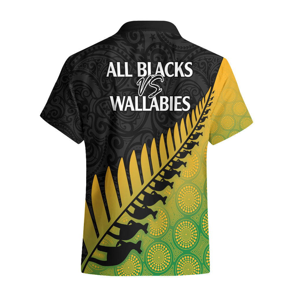 Australia Wallabies and Aotearoa Rugby Hawaiian Shirt Kangaroo Black Fern Maori Gradient Vibe - Vibe Hoodie Shop
