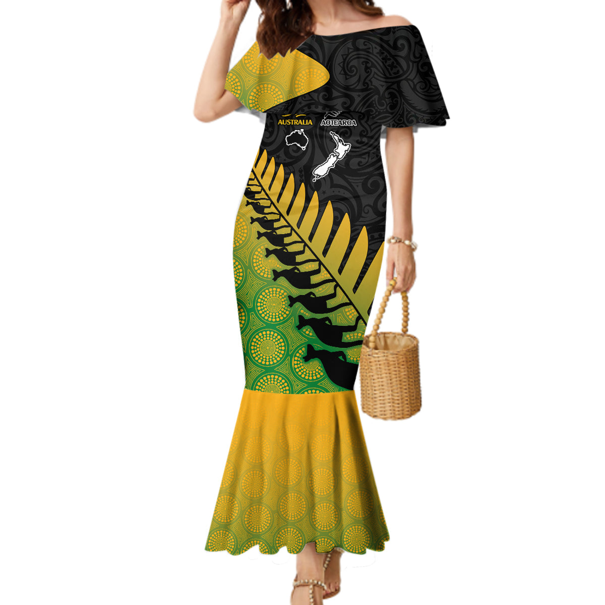 australia-wallabies-and-aotearoa-rugby-mermaid-dress-kangaroo-black-fern-maori-gradient-vibe