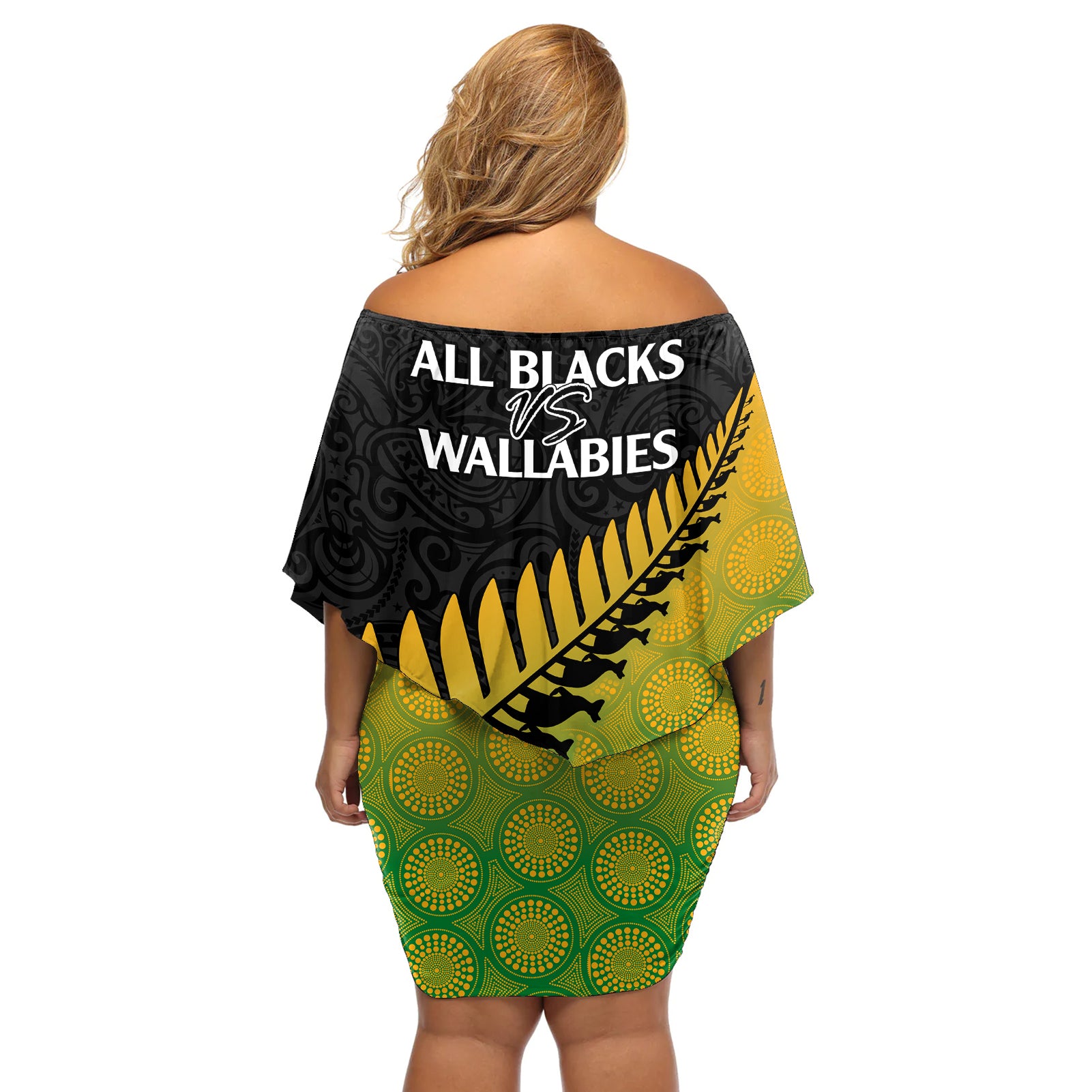 australia-wallabies-and-aotearoa-rugby-off-shoulder-short-dress-kangaroo-black-fern-maori-gradient-vibe