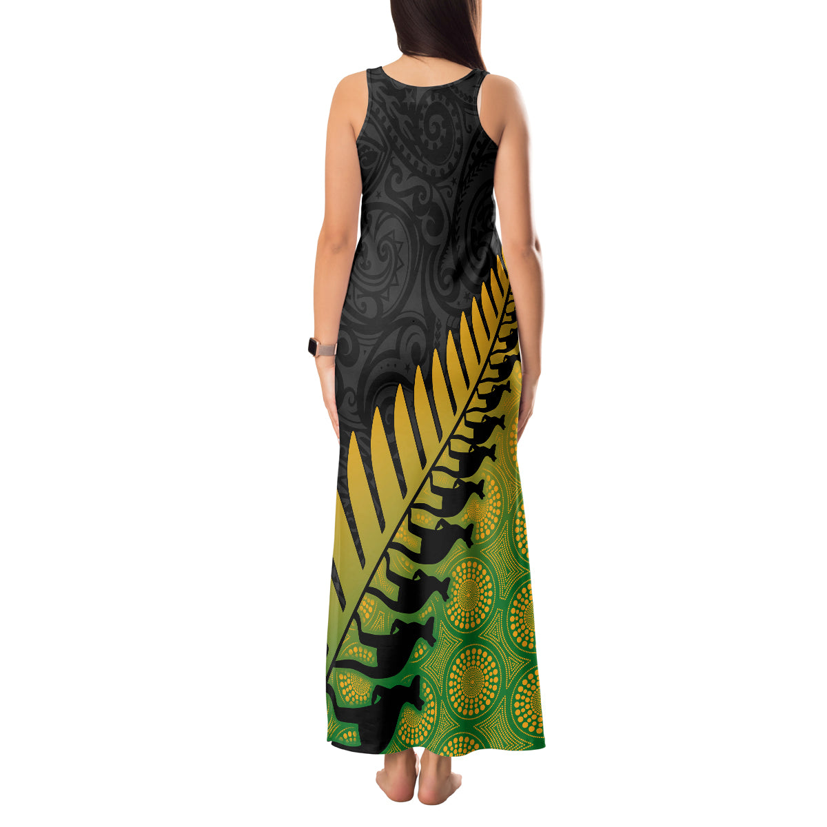 australia-wallabies-and-aotearoa-rugby-tank-maxi-dress-kangaroo-black-fern-maori-gradient-vibe