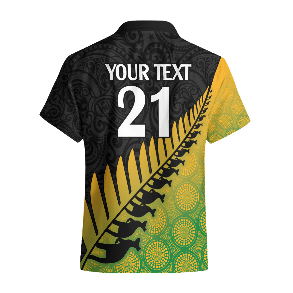 Custom Australia Wallabies and Aotearoa Rugby Hawaiian Shirt Kangaroo Black Fern Maori Gradient Vibe - Vibe Hoodie Shop