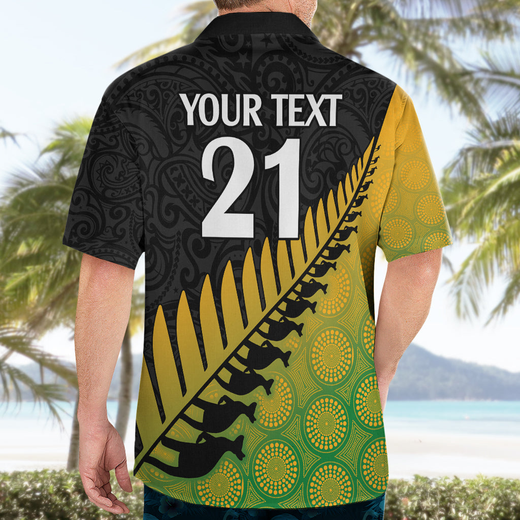 Custom Australia Wallabies and Aotearoa Rugby Hawaiian Shirt Kangaroo Black Fern Maori Gradient Vibe - Vibe Hoodie Shop