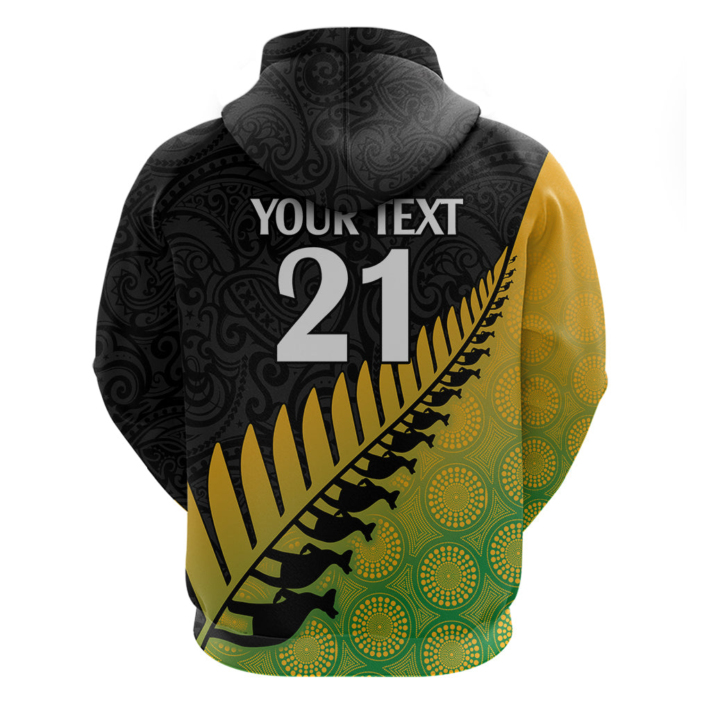 Custom Australia Wallabies and Aotearoa Rugby Hoodie Kangaroo Black Fern Maori Gradient Vibe LT9 - Vibe Hoodie Shop