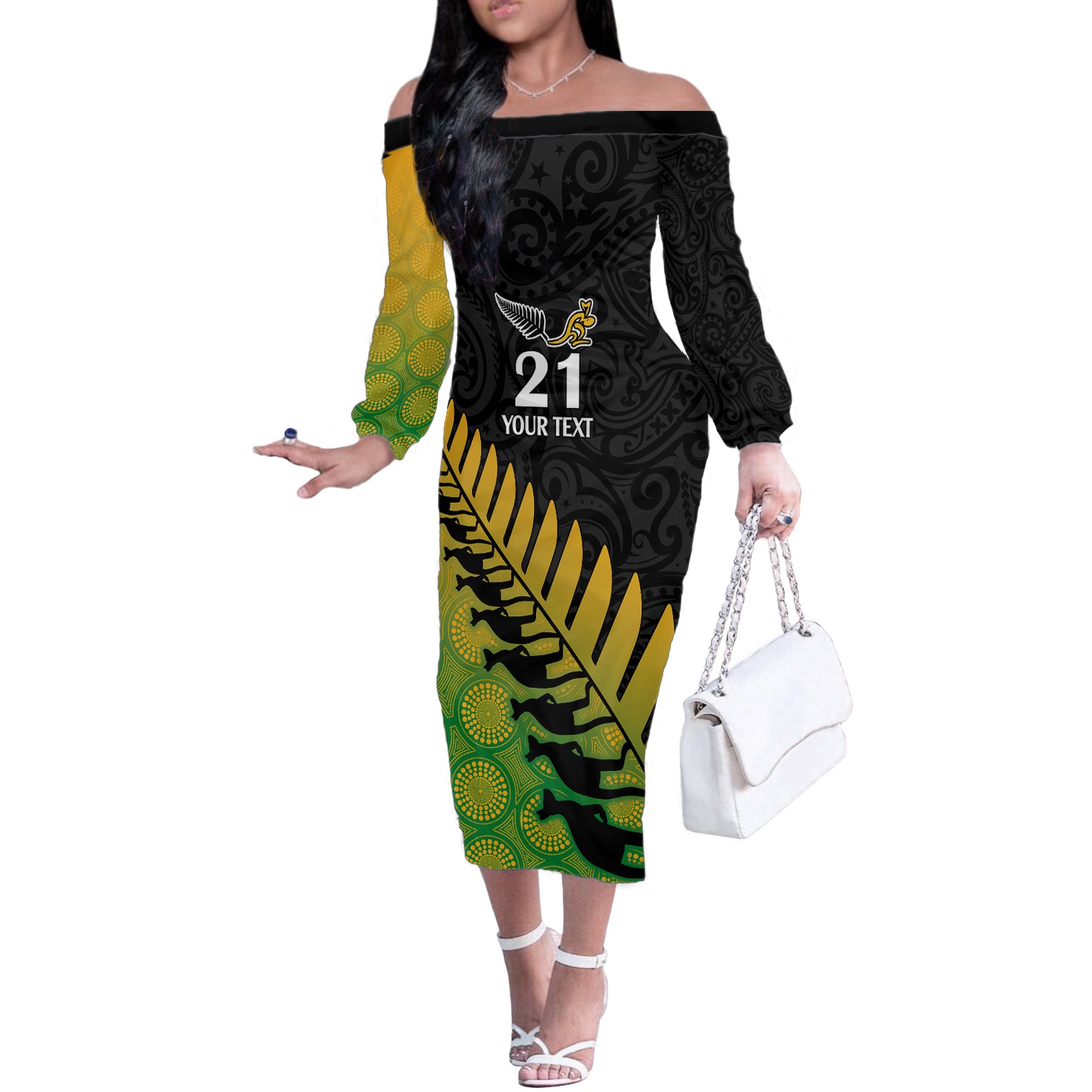 custom-australia-wallabies-and-aotearoa-rugby-off-the-shoulder-long-sleeve-dress-kangaroo-black-fern-maori-gradient-vibe