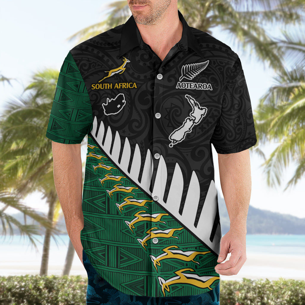 South Africa and Aotearoa Rugby Hawaiian Shirt Springboks Black Fern Maori Vibe - Vibe Hoodie Shop