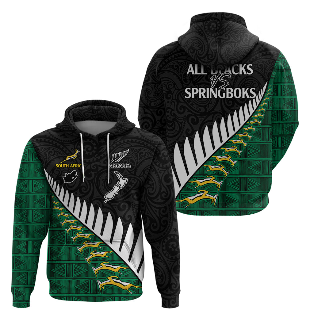 South Africa and Aotearoa Rugby Hoodie Springboks Black Fern Maori Vibe LT9 - Vibe Hoodie Shop
