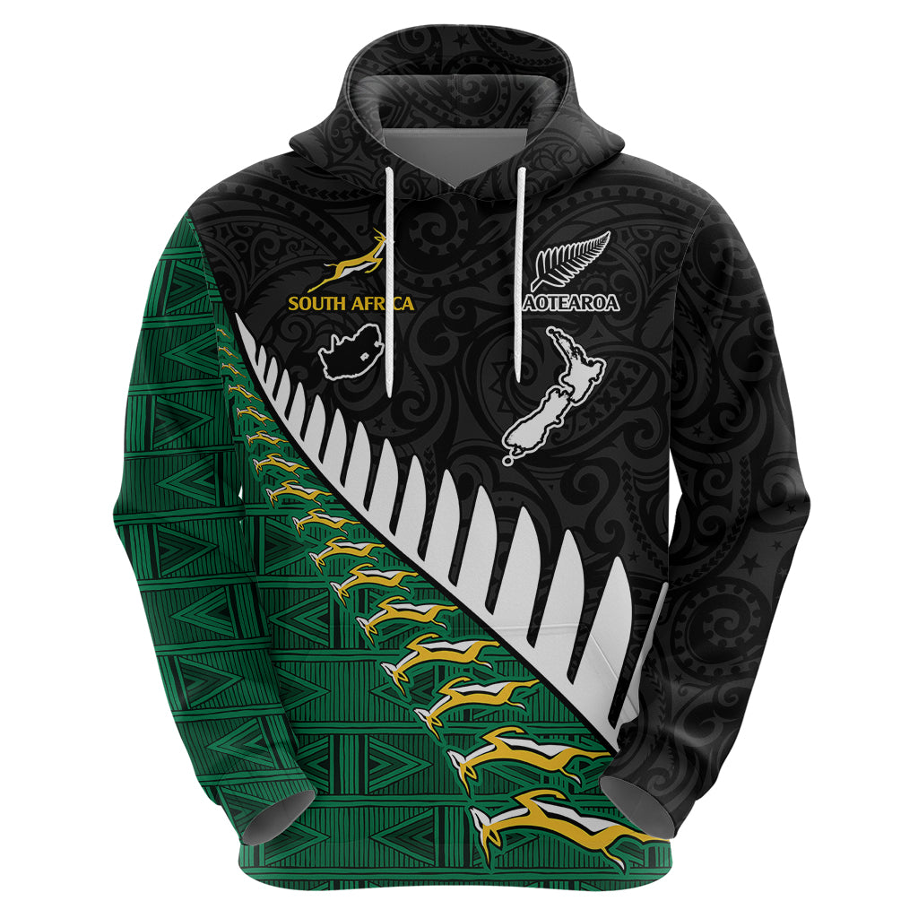 South Africa and Aotearoa Rugby Hoodie Springboks Black Fern Maori Vibe LT9 - Vibe Hoodie Shop