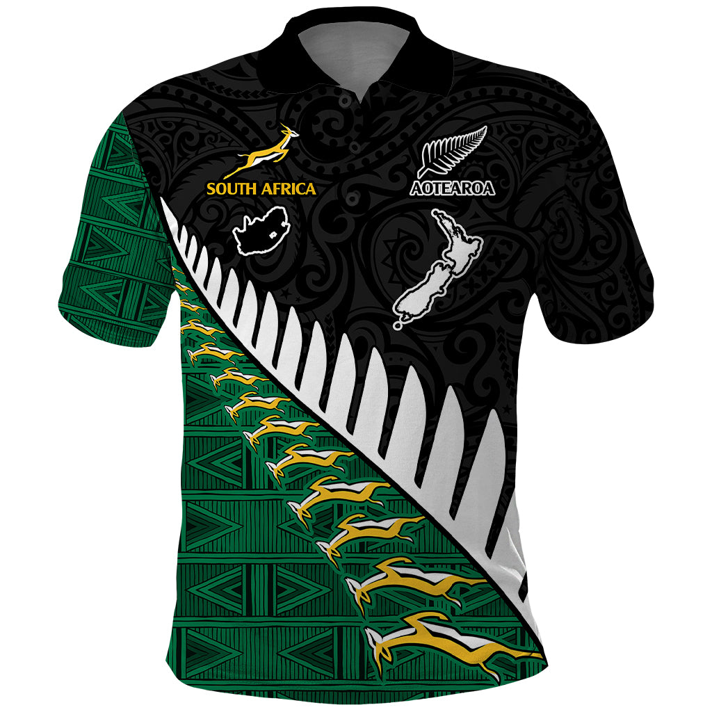 South Africa and Aotearoa Rugby Polo Shirt Springboks Black Fern Maori Vibe LT9 - Vibe Hoodie Shop