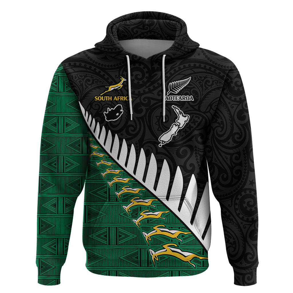 Custom South Africa and Aotearoa Rugby Hoodie Springboks Black Fern Maori Vibe LT9 - Vibe Hoodie Shop