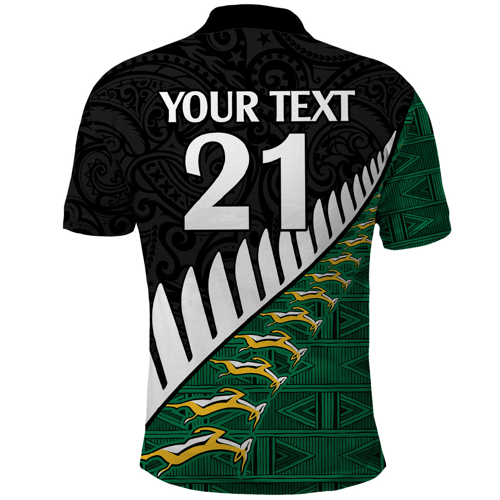 Custom South Africa and Aotearoa Rugby Polo Shirt Springboks Black Fern Maori Vibe LT9 - Vibe Hoodie Shop