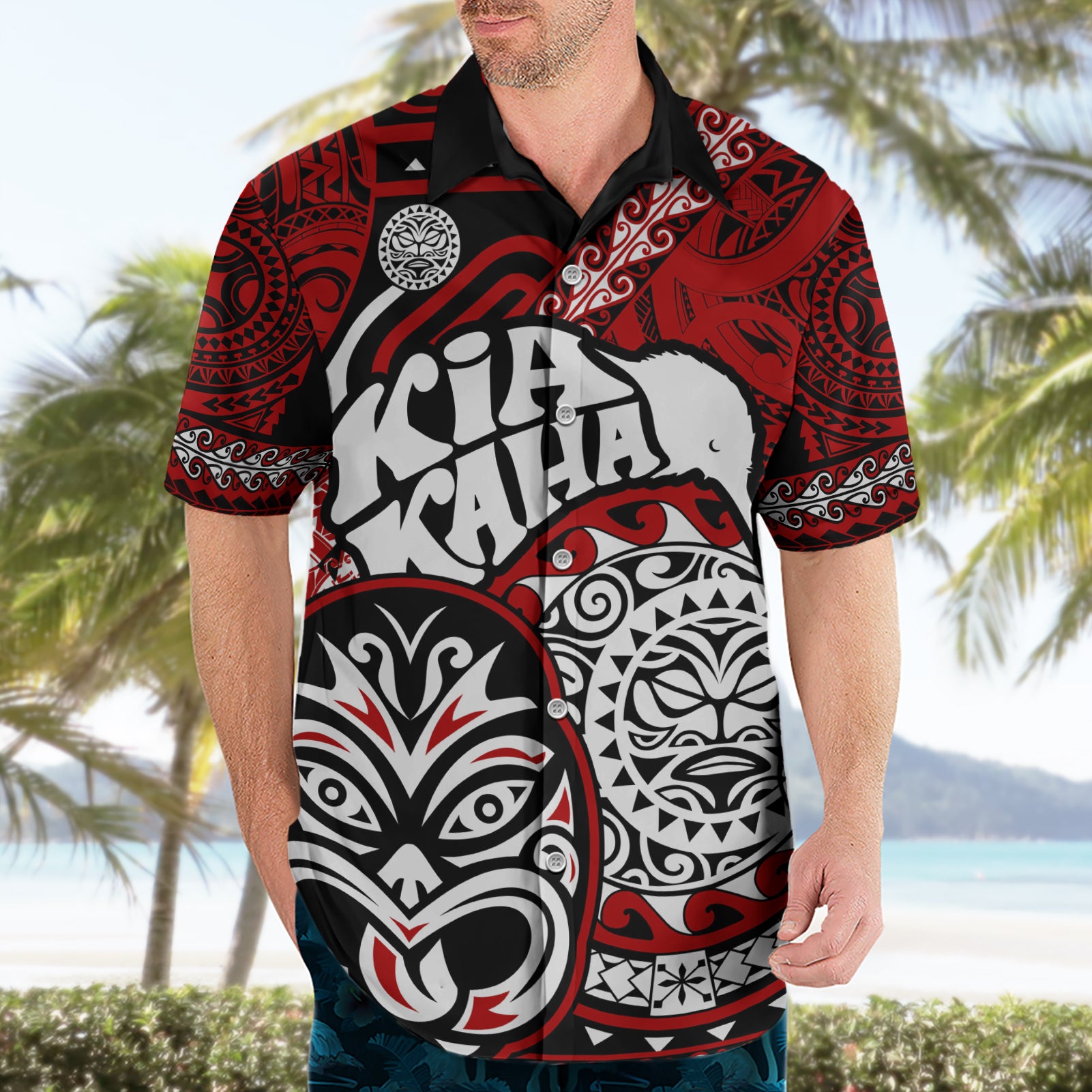Te Reo Maori New Zealand Hawaiian Shirt Aotearoa Kia Haka Maori Tribal Tattoo Red Style - Vibe Hoodie Shop