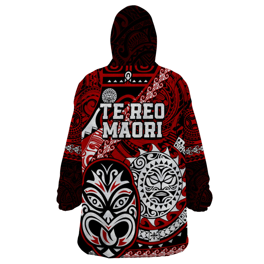 Te Reo Maori New Zealand Wearable Blanket Hoodie Aotearoa Kia Haka Maori Tribal Tattoo Red Style - Vibe Hoodie Shop