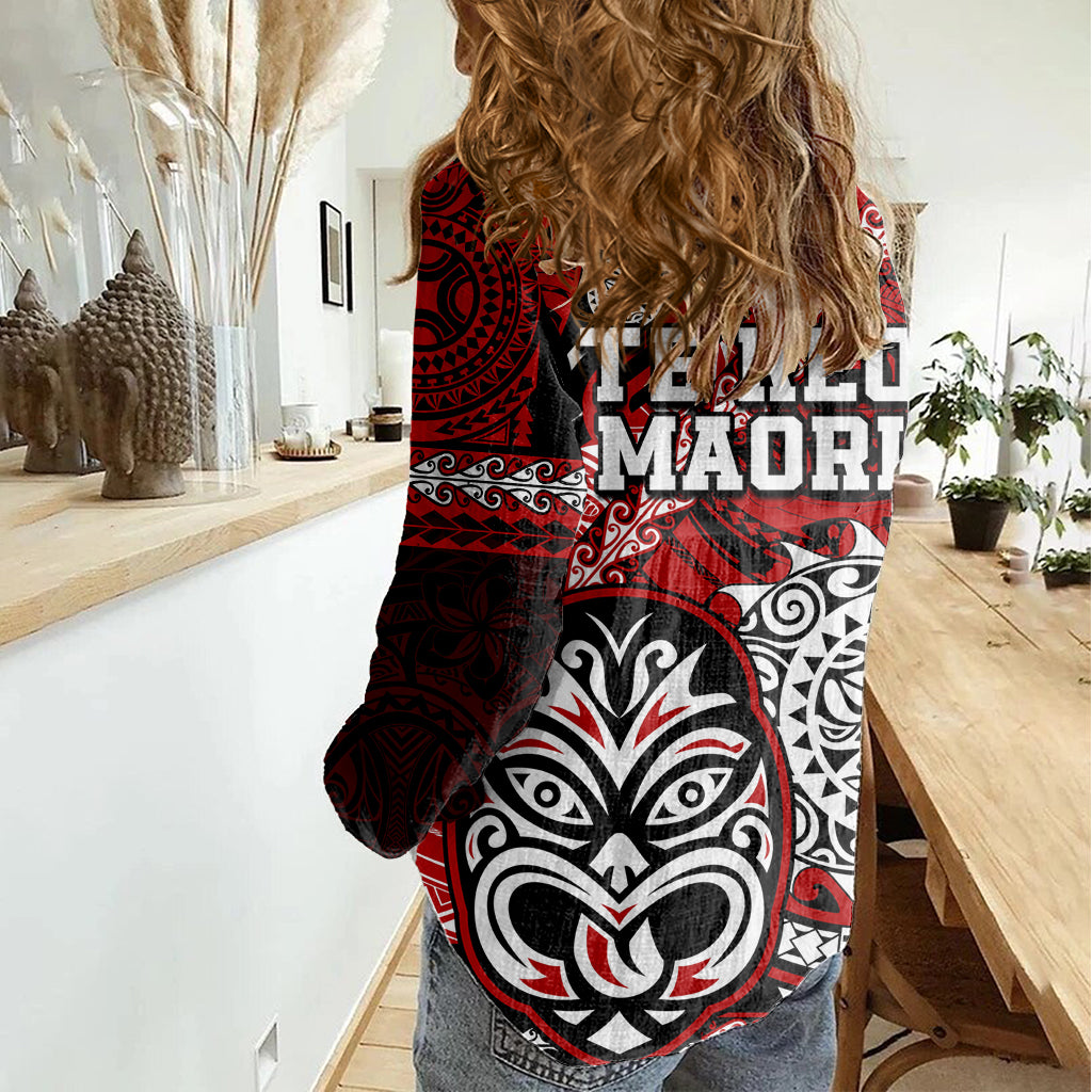 Te Reo Maori New Zealand Women Casual Shirt Aotearoa Kia Haka Maori Tribal Tattoo Red Style - Vibe Hoodie Shop