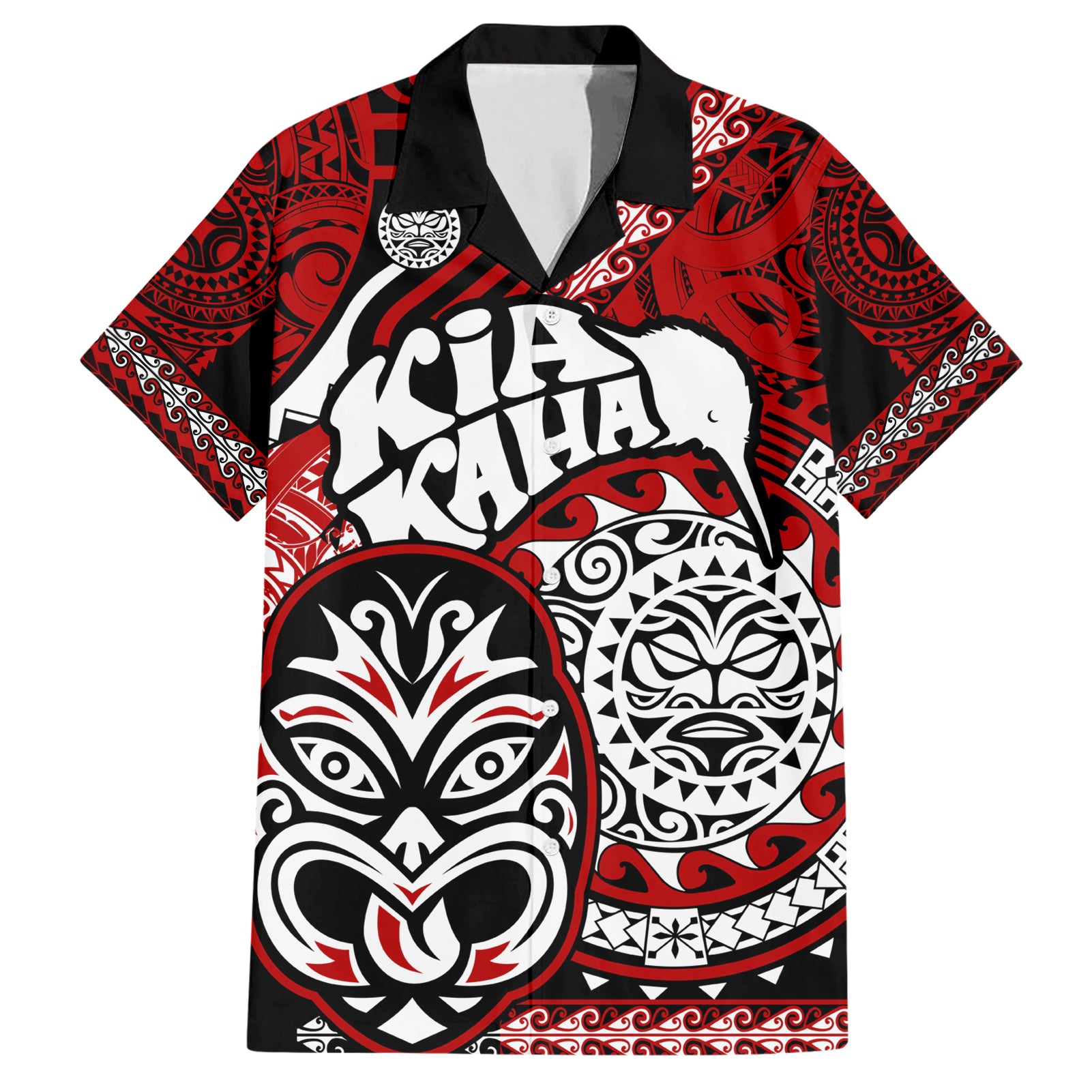 Personalised Te Reo Maori New Zealand Hawaiian Shirt Aotearoa Kia Haka Maori Tribal Tattoo Red Style - Vibe Hoodie Shop