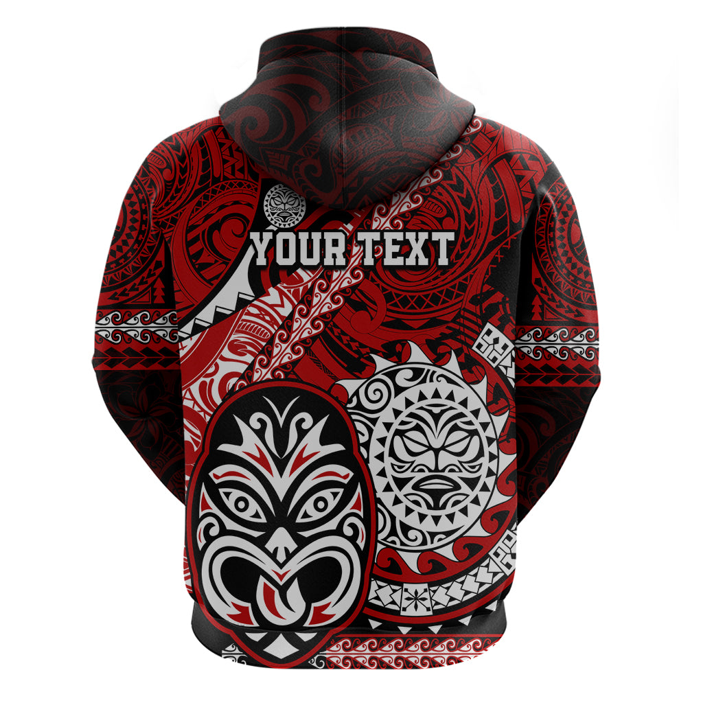 Personalised Te Reo Maori New Zealand Hoodie Aotearoa Kia Haka Maori Tribal Tattoo Red Style LT9 - Vibe Hoodie Shop