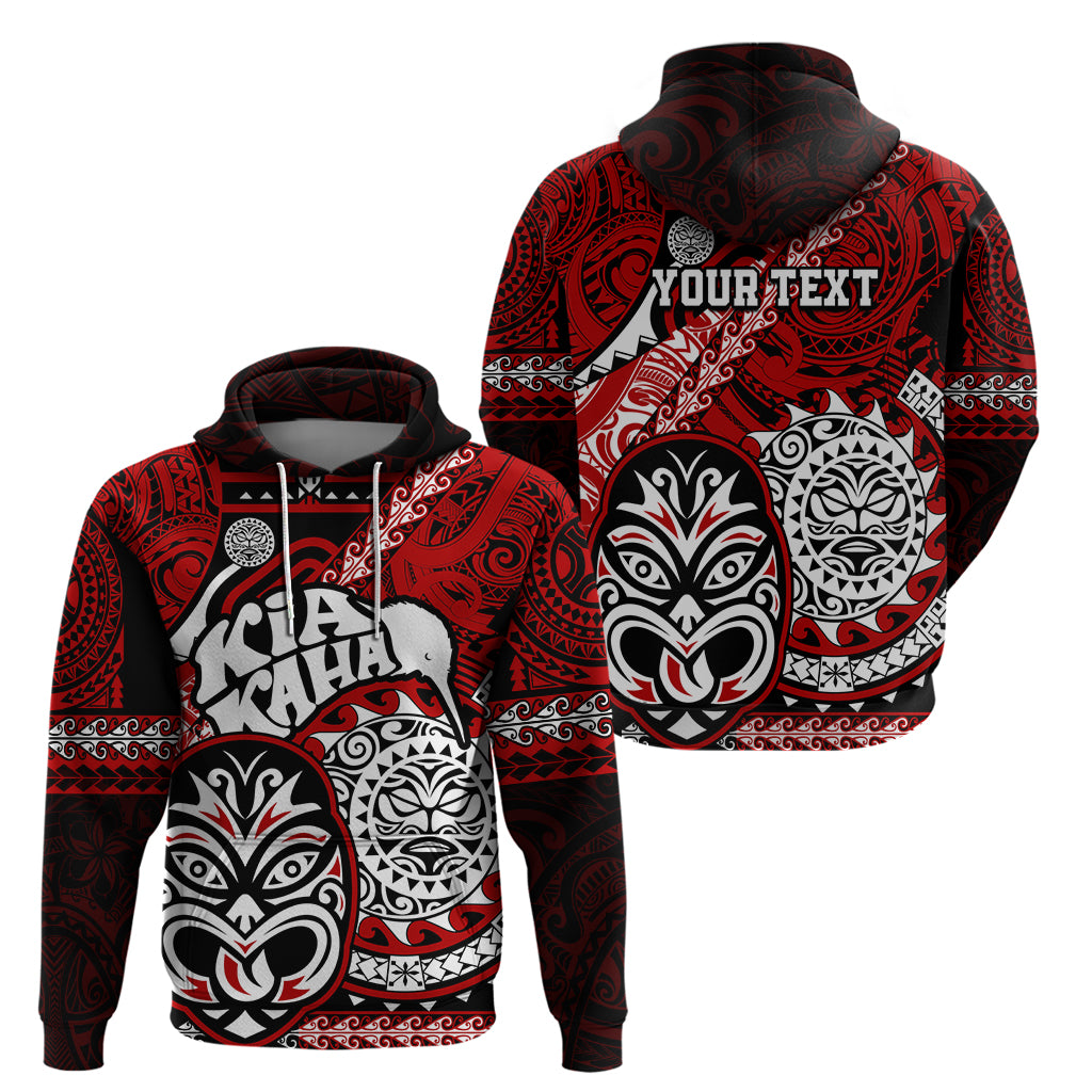 Personalised Te Reo Maori New Zealand Hoodie Aotearoa Kia Haka Maori Tribal Tattoo Red Style LT9 - Vibe Hoodie Shop