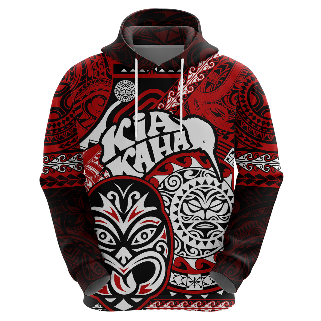 Personalised Te Reo Maori New Zealand Hoodie Aotearoa Kia Haka Maori Tribal Tattoo Red Style LT9 - Vibe Hoodie Shop