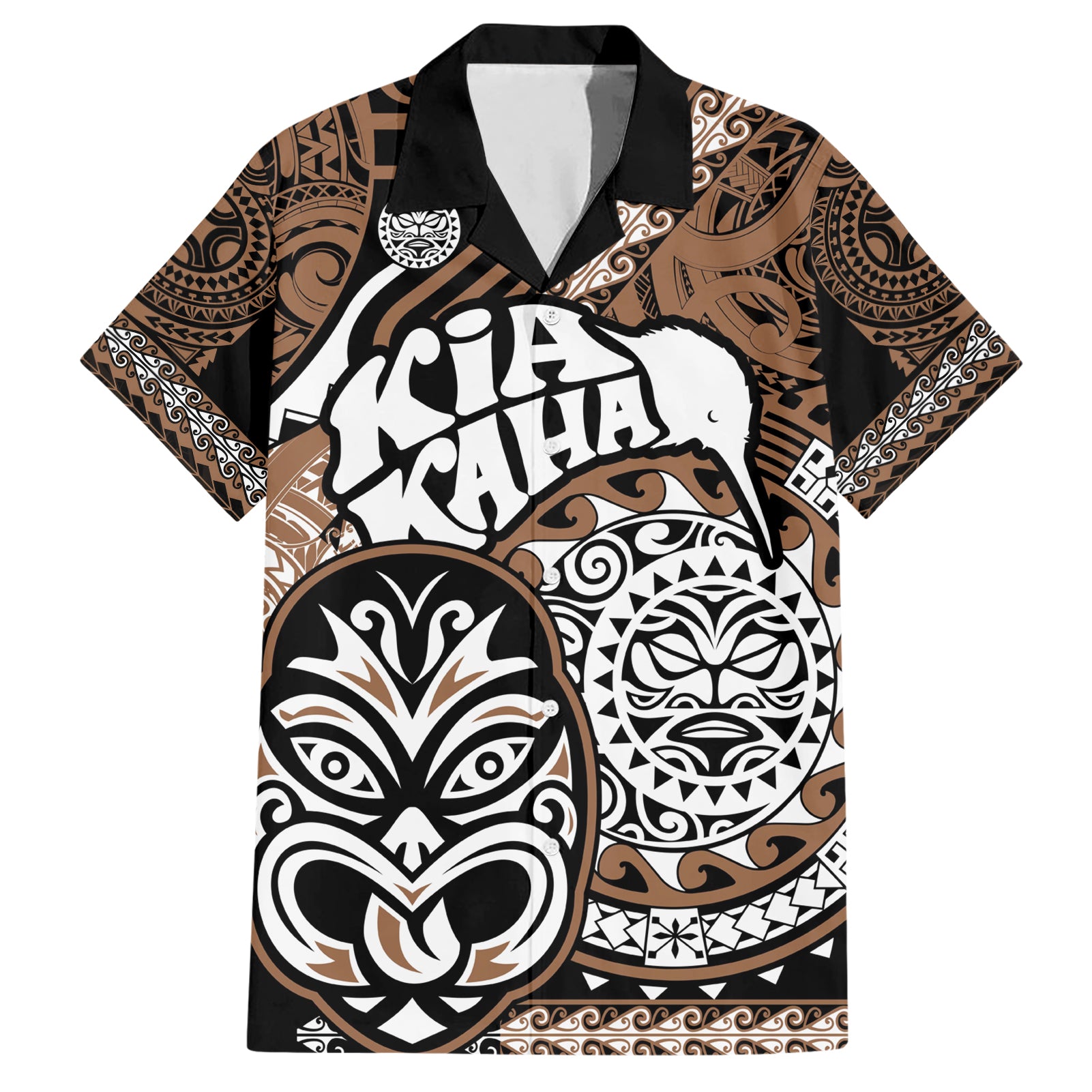 Te Reo Maori New Zealand Hawaiian Shirt Aotearoa Kia Haka Maori Tribal Tattoo Gold Style - Vibe Hoodie Shop