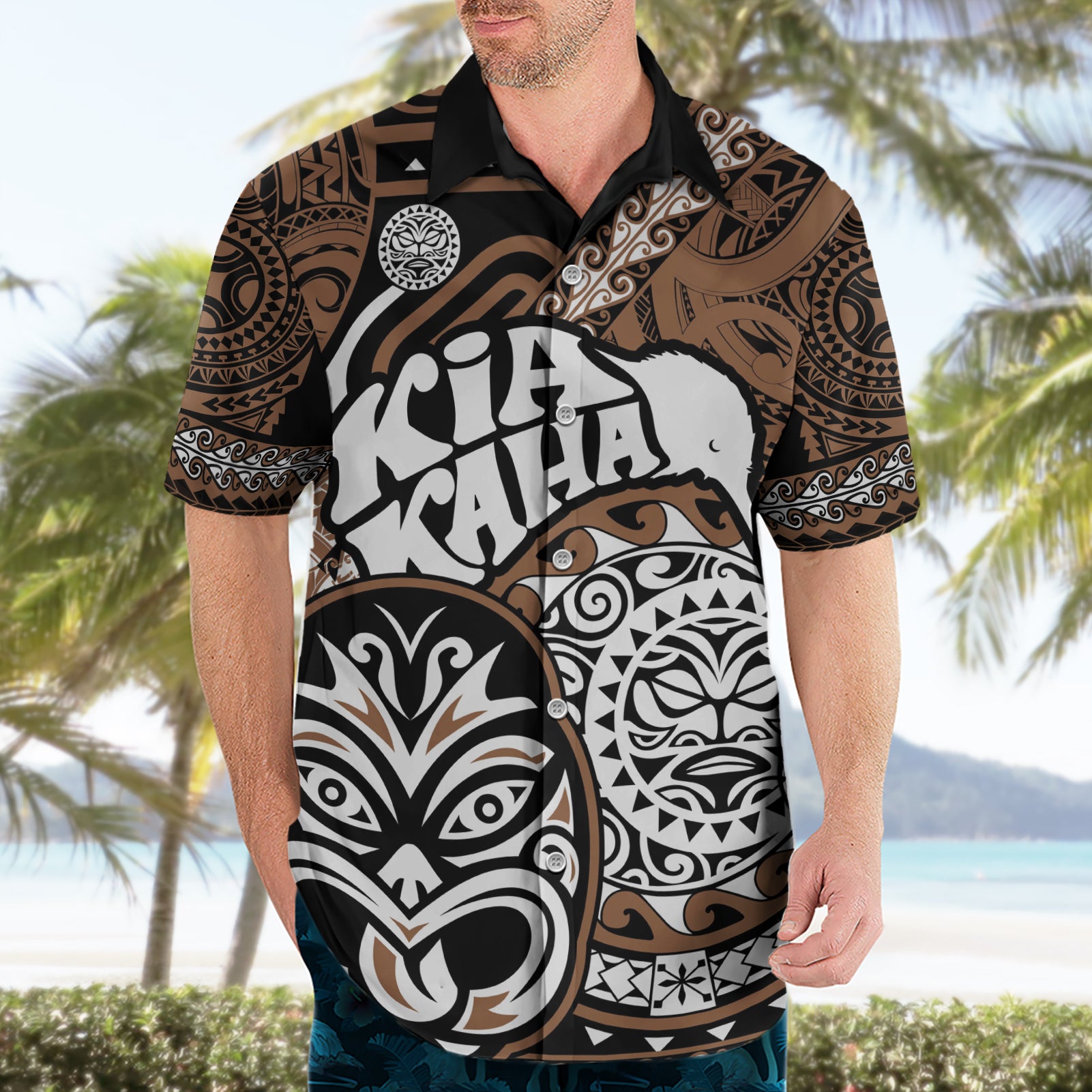 Te Reo Maori New Zealand Hawaiian Shirt Aotearoa Kia Haka Maori Tribal Tattoo Gold Style - Vibe Hoodie Shop