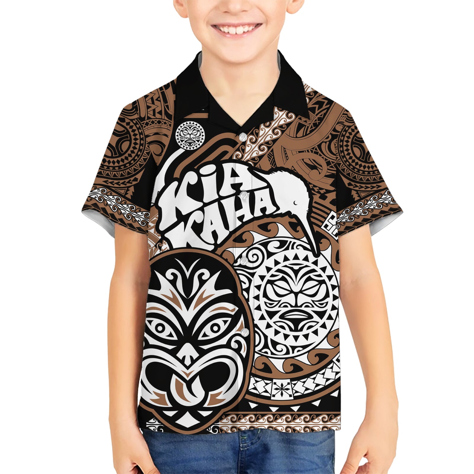Te Reo Maori New Zealand Hawaiian Shirt Aotearoa Kia Haka Maori Tribal Tattoo Gold Style - Vibe Hoodie Shop