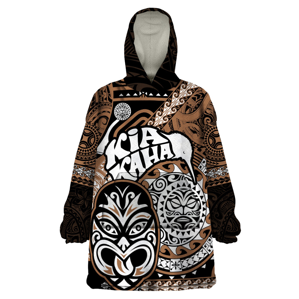 Te Reo Maori New Zealand Wearable Blanket Hoodie Aotearoa Kia Haka Maori Tribal Tattoo Gold Style - Vibe Hoodie Shop